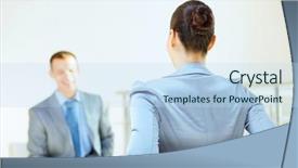  Presentation with employment law - Audience pleasing presentation design consisting of employment law - job applicant having an interview backdrop and a sky blue colored foreground