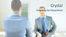  Presentation with employment law - Cool new slide deck with employment law - job applicant having an interview backdrop and a sky blue colored foreground