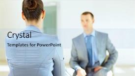  Presentation with employment law - Presentation theme having employment law - job applicant having an interview background and a light blue colored foreground