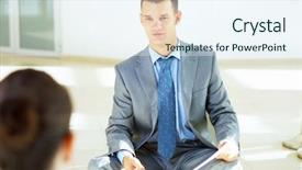  Presentation with employment law - Amazing presentation theme having employment law - job applicant having an interview backdrop and a sky blue colored foreground