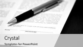  Presentation with employment law - Slide set featuring employment law - pen on contract deal paper background and a light gray colored foreground