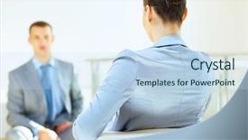  Presentation with job interview - Cool new presentation design with employment law employees - job applicant having an interview backdrop and a sky blue colored foreground