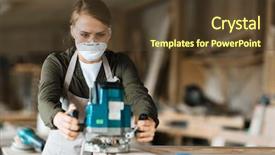  Presentation with fatherhood and working - Slide deck consisting of employment protection - working with fretsaw background and a tawny brown colored foreground