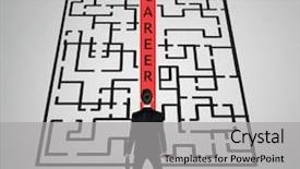  Presentation with business remote work - Slide set with employment puzzle - career word maze and business background and a light gray colored foreground