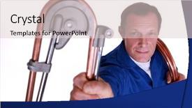  Presentation with copper - PPT layouts with employment replacement - plumber bending copper piping background and a  colored foreground