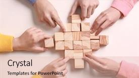  Presentation with people unity - Beautiful presentation featuring empower - group of people with wooden backdrop and a coral colored foreground