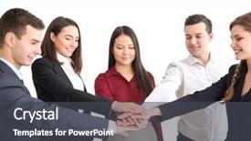  Presentation with people unity - PPT layouts enhanced with empower - people putting hands together background and a dark gray colored foreground