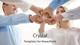  Presentation with people unity - PPT theme having empower - young people in office wear background and a light gray colored foreground