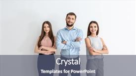  Presentation with people unity - Colorful presentation design enhanced with empower - young people standing together backdrop and a ocean colored foreground