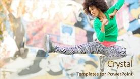  Presentation with empower - PPT theme consisting of empower - young woman kicking in mid background and a lemonade colored foreground