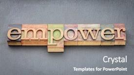  Presentation with empower - Beautiful slide deck featuring decision making power - empower word banner in letterpress backdrop and a gray colored foreground