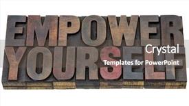  Presentation with empower - Slides with empower yourself - motivation concept - isolated background and a dark gray colored foreground