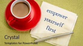  Presentation with empower - Slides enhanced with empower yourself first - handwriitng background and a yellow colored foreground
