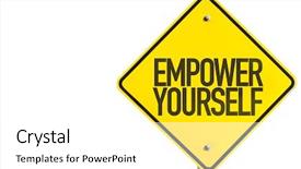  Presentation with empower - Slides with empower yourself sign isolated background and a white colored foreground