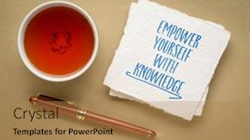  Presentation with empower - Slides having empower-yourself-with-knowledge-inspirational background and a  colored foreground
