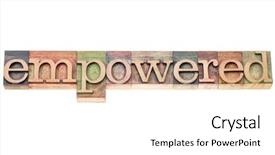  Presentation with wood - Slide deck enhanced with empowered word typography - isolated text background and a  colored foreground