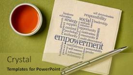  Presentation with personal development - Presentation design with empowerment-word-cloud-handwriting background and a yellow colored foreground