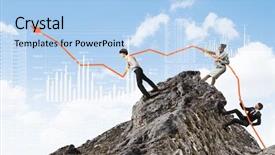  Presentation with growth chart - Colorful presentation design enhanced with image of young businesspeople pulling graph chart growth concept backdrop and a light blue colored foreground