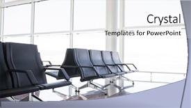  Presentation with airport terminal - Presentation design enhanced with empty airport terminal chairs french background and a white colored foreground