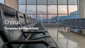  Presentation with airport terminal - Beautiful theme featuring empty airport terminal backdrop and a gray colored foreground