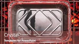  Presentation with food bbq - Presentation consisting of empty-aluminum-foil-food-container background and a tawny brown colored foreground