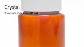  Presentation with pill bottle - Presentation design consisting of empty amber pill bottle background and a white colored foreground