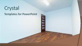  Presentation with wood floor wiht lighting - Slides featuring empty apartment interior with wooden background and a sky blue colored foreground