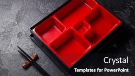  Presentation with asian food - Colorful presentation theme enhanced with empty-asian-bento-food-box backdrop and a black colored foreground