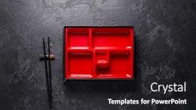  Presentation with asian food - PPT theme consisting of empty-asian-bento-food-box background and a dark gray colored foreground