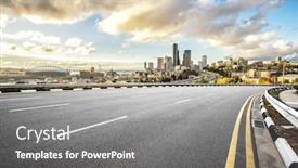  Presentation with los angeles - Beautiful slides featuring empty asphalt road and cityscape of los angeles in blue sky backdrop and a gray colored foreground