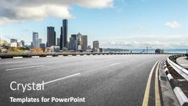  Presentation with los angeles - Audience pleasing presentation theme consisting of empty asphalt road and cityscape of los angeles in blue sky backdrop and a gray colored foreground