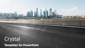  Presentation with asphalt - Slides consisting of empty-asphalt-road-and-cityscape background and a dark gray colored foreground