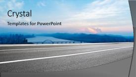  Presentation with asphalt road animtion - Cool new PPT layouts with empty asphalt road and cityscape backdrop and a light blue colored foreground