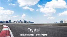  Presentation with empty road motion blur - Colorful slide set enhanced with empty asphalt road and cityscape backdrop and a  colored foreground