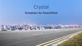  Presentation with tokyo - Audience pleasing PPT theme consisting of empty asphalt road and cityscape of tokyo in blue sky at twilight backdrop and a light blue colored foreground