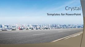  Presentation with tokyo - Colorful PPT layouts enhanced with empty asphalt road and cityscape of tokyo in blue cloud sky backdrop and a light blue colored foreground