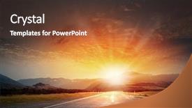  Presentation with asphalt road - Beautiful theme featuring empty asphalt road and sun backdrop and a tawny brown colored foreground