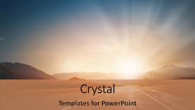  Presentation with asphalt road - Slide deck featuring empty asphalt road and sun background and a coral colored foreground