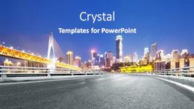  Presentation with suspension - Slides enhanced with empty asphalt road and suspension bridge and cityscape of chongqing at night background and a teal colored foreground