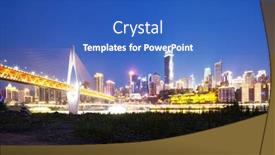  Presentation with suspension bridge - Cool new slides with empty asphalt road and suspension bridge and cityscape of chongqing at night backdrop and a teal colored foreground