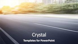  Presentation with green city - Audience pleasing PPT layouts consisting of empty asphalt road in modern city with green belt backdrop and a tawny brown colored foreground