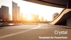  Presentation with asphalt road - Audience pleasing PPT theme consisting of empty asphalt road near modern backdrop and a coral colored foreground