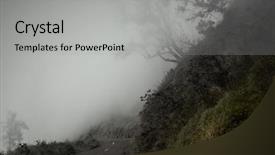  Presentation with misty - Cool new presentation design with empty asphalt road through mountains backdrop and a  colored foreground