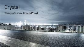  Presentation with seattle - Presentation design featuring empty asphalt road with cityscape background and a seafoam green colored foreground