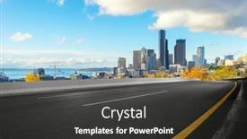  Presentation with los angeles - PPT layouts with empty asphalt road with cityscape of los angeles background and a dark gray colored foreground