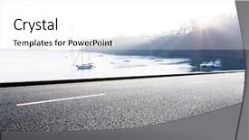  Presentation with sail - Slides enhanced with empty asphalt road with sail boat on tranquil water and distant gold gate bridge background and a white colored foreground