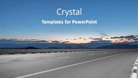  Presentation with asphalt - Audience pleasing PPT theme consisting of empty-asphalt-road-with-sunrsise backdrop and a teal colored foreground