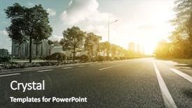  Presentation with asphalt road - Audience pleasing presentation theme consisting of empty asphalt road with trees backdrop and a dark gray colored foreground