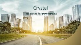  Presentation with asphalt road - Beautiful theme featuring empty asphalt road with trees backdrop and a lemonade colored foreground