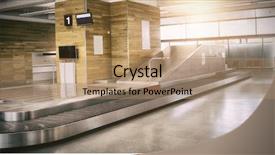  Presentation with airport - Presentation theme enhanced with empty baggage claim at airport background and a coral colored foreground